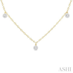 1/3 Ctw Lovebright Circular Mount Round Cut Diamond Station Necklace in 14K Yellow Gold