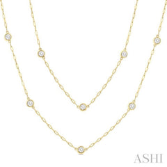 2.00 Ctw Bezel Set Round Cut Diamond 36-Inch Station Necklace in 14K Yellow Gold