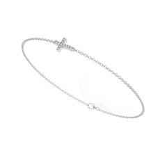 Sideways Cross Diamond Accent Bracelet 7.5"
