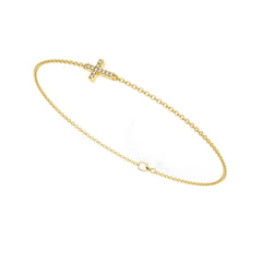 Sideways Cross Diamond Accent Bracelet 7.5"