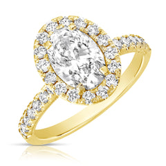 1 1/2 Ct Oval Center Lab Grown Diamond Halo Engagement Ring