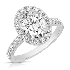 2 Ct Oval Center Lab Grown Diamond Halo Engagement Ring