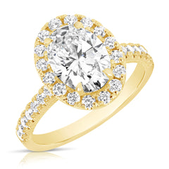 2 Ct Oval Center Lab Grown Diamond Halo Engagement Ring