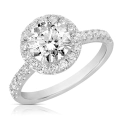 1 1/2 Ct Round Center Lab Grown Diamond Halo Engagement Ring