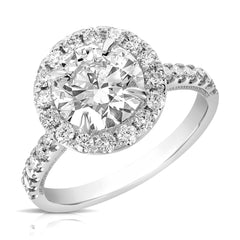 2 Ct Round Center Lab Grown Diamond Halo Engagement Ring
