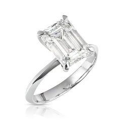 3 Ct Lab Grown Emerald Cut Center Knife Edged Solitaire