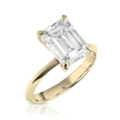 3 Ct Lab Grown Emerald Cut Center Knife Edged Solitaire