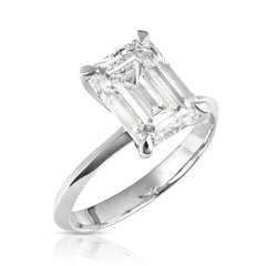 4 Ct Lab Grown Emerald Cut Center Knife Edged Solitaire