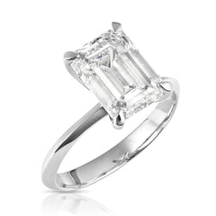 5 Ct Lab Grown Emerald Cut Center Knife Edged Solitaire