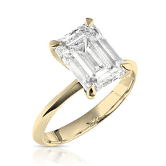5 Ct Lab Grown Emerald Cut Center Knife Edged Solitaire