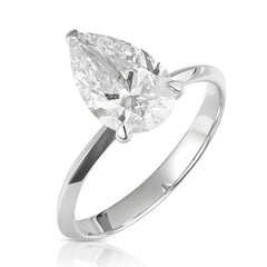 3 Ct Lab Grown Pear Shape Center Knife Edged Solitaire