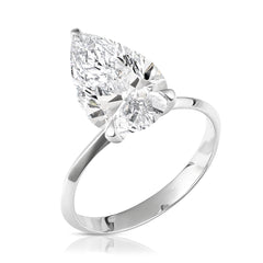 4 Ct Lab Grown Pear Shape Center Knife Edged Solitaire