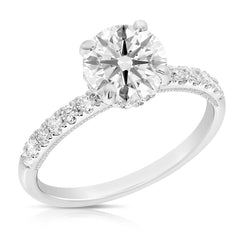 1 1/2 Ct Round Center Lab Grown Diamond Hidden Halo Engagement Ring