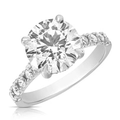 3 Ct Round Center Lab Grown Diamond Hidden Halo Engagement Ring