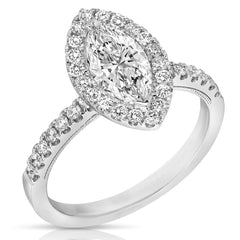 1 Ct Oval Center Diamond Halo Engagement Ring