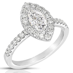 3/4 Ct Marquise Center Diamond Halo Engagement Ring