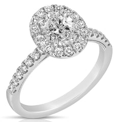 1 Ct Oval Center Diamond Halo Engagement Ring