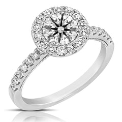 1 Ct Round Center Diamond Halo Engagement Ring