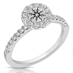 1/2 Ct Round Center Diamond Halo Engagement Ring