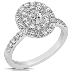 1 Ctw Double Halo Oval Diamond Engagement Ring