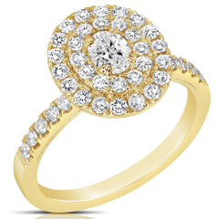 1 Ctw Double Halo Oval Diamond Engagement Ring