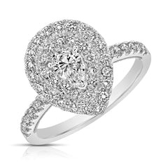 1 Ctw Double Halo Pear Shape Diamond Engagement Ring
