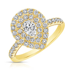 1 Ctw Double Halo Pear Shape Diamond Engagement Ring