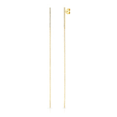 Diamond Bar Earrings With Drop Chain