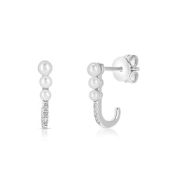 Pearl And Diamond Ear Hook Studs
