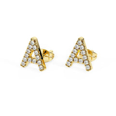 Single Letter A Diamond Stud Earring