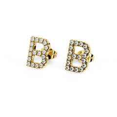 Single Letter B Diamond Stud Earring