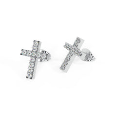 Single Cross Diamond Stud Earring