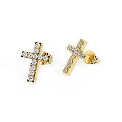 Single Cross Diamond Stud Earring