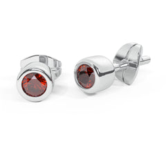Single Ruby Color Bezel Stud Earring