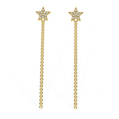 Star With Chain Dangle Stud Earrings