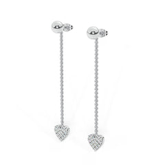 Gold Bead With Heart Dangle Stud Earrings