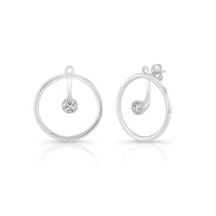 Circle Studs With Diamond Bezel Ear Jacket
