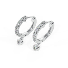 Diamond Huggie With Diamond Bezel Dangle Earrings