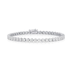 3 Ctw Flower Cluster Diamond Tennis Bracelet