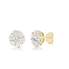 1 1/2 Ctw Flower Cluster Diamond Stud Earrings