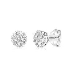 1/2 Ctw Flower Cluster Diamond Stud Earrings