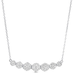 1 Ctw Graduated Flower Cluster Diamond Necklace