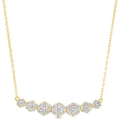 1 Ctw Graduated Flower Cluster Diamond Necklace