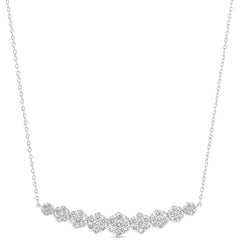 1 1/2 Ctw Graduated Flower Cluster Diamond Necklace