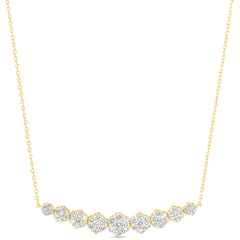 1 1/2 Ctw Graduated Flower Cluster Diamond Necklace