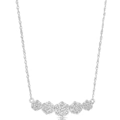 1/2 Ctw Graduated Flower Cluster Diamond Necklace