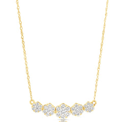 1/2 Ctw Graduated Flower Cluster Diamond Necklace