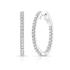 1 Ctw Round Diamond Common Prong Oval Hoops