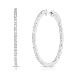 1 1/2 Ctw Round Diamond Common Prong Oval Hoops
