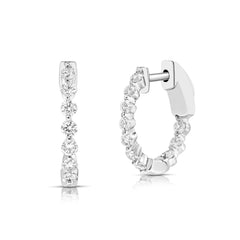 1/2 Ctw Round Diamond Shared Single Prong Round Hoops
